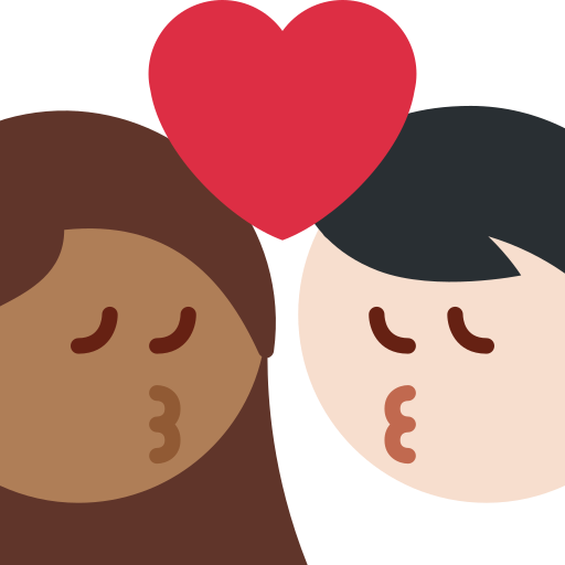 Kiss Woman Man Medium Dark Skin Tone Light Skin Tone