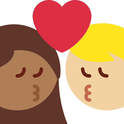 Kiss Woman Man Medium Dark Skin Tone Medium Light Skin Tone