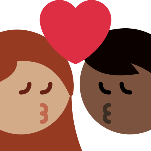 Kiss Woman Man Medium Skin Tone Dark Skin Tone