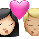Kiss Woman Person Light Skin Tone Medium Light Skin Tone