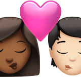 Kiss Woman Person Medium Dark Skin Tone Light Skin Tone