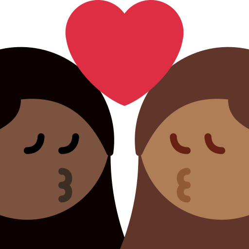 Kiss Woman Woman Dark Skin Tone Medium Dark Skin Tone