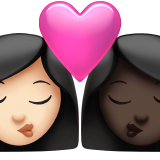 Kiss Woman Woman Light Skin Tone Dark Skin Tone Apple Emoji