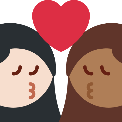 Kiss Woman Woman Light Skin Tone Medium Dark Skin Tone