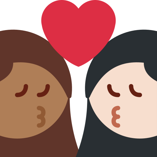 Kiss Woman Woman Medium Dark Skin Tone Light Skin Tone