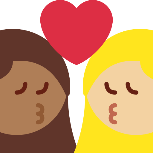 Kiss Woman Woman Medium Dark Skin Tone Medium Light Skin Tone