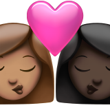 Kiss Woman Woman Medium Skin Tone Dark Skin Tone Apple Emoji