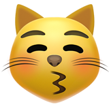 Kissing Cat Face with Closed Eyes 3D