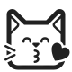 Kissing Cat Face with Closed Eyes High Contrast