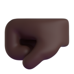 left-facing fist: dark skin tone 3D