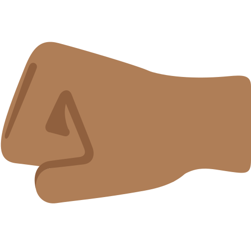 left-facing fist: medium-dark skin tone