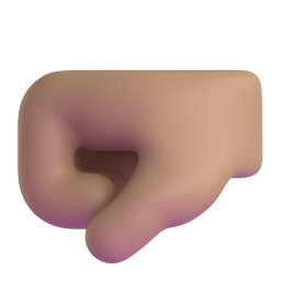 left-facing fist: medium skin tone 3D
