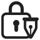 Lock with Ink Pen High Contrast