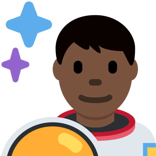 man astronaut: dark skin tone