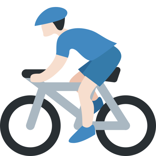 man biking: light skin tone