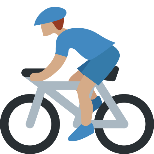 man biking: medium skin tone