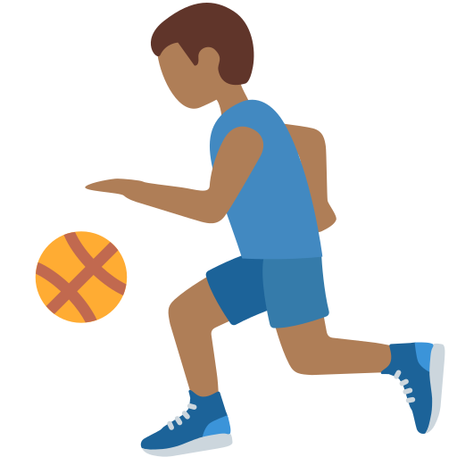 man bouncing ball: medium-dark skin tone
