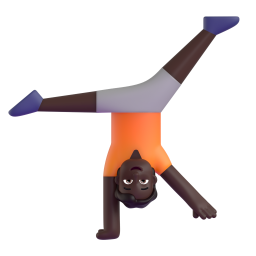 man cartwheeling: dark skin tone 3D
