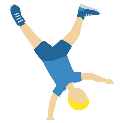 man cartwheeling: medium-light skin tone