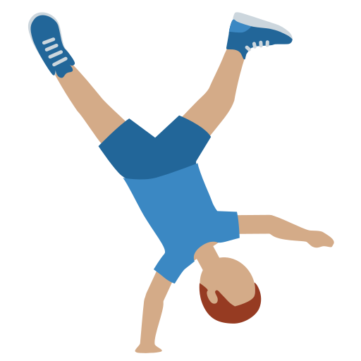 man cartwheeling: medium skin tone