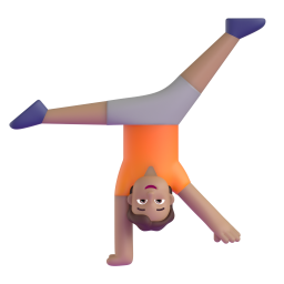man cartwheeling: medium skin tone 3D