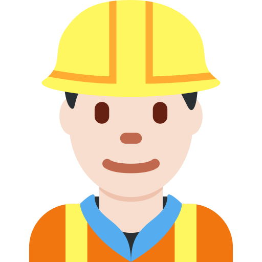 man construction worker: light skin tone