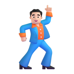 man dancing: light skin tone 3D