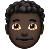 Man Dark Skin Tone Curly Hair Apple Emoji