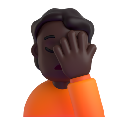 man facepalming: dark skin tone 3D