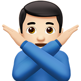 man gesturing NO: light skin tone Apple Emoji