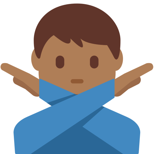 man gesturing NO: medium-dark skin tone