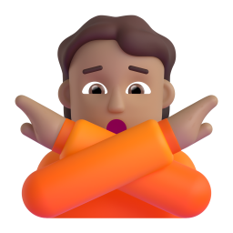 man gesturing NO: medium skin tone 3D