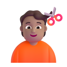 man getting haircut: medium skin tone 3D