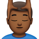 man getting massage: medium-dark skin tone Apple Emoji