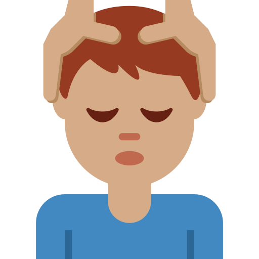 man getting massage: medium skin tone