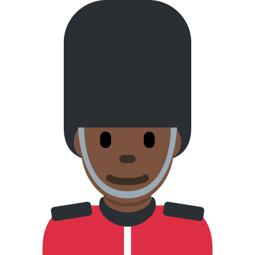 man guard: dark skin tone