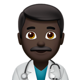 man health worker: dark skin tone Apple Emoji