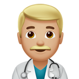 man health worker: medium-light skin tone Apple Emoji