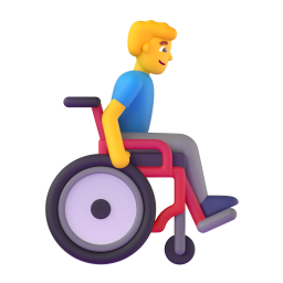 Man in Manual Wheelchair Facing Right 3D