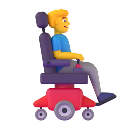 Man in Motorized Wheelchair Facing Right 3D