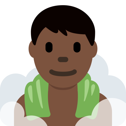 Man In Steamy Room Dark Skin Tone