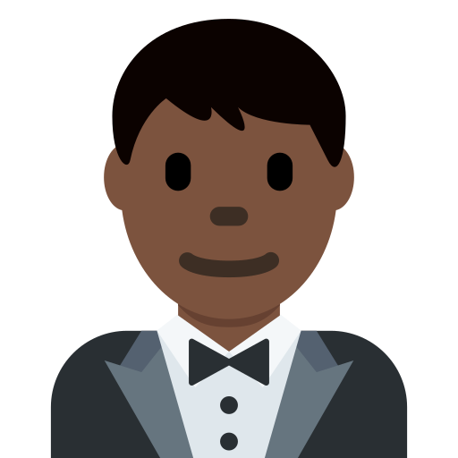 man in tuxedo: dark skin tone