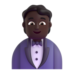 man in tuxedo: dark skin tone 3D