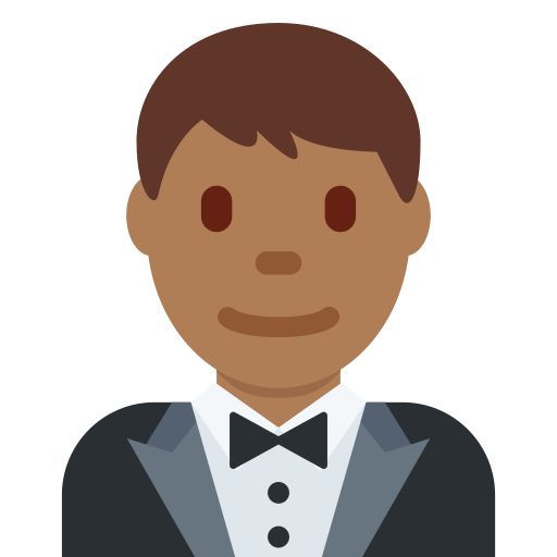 man in tuxedo: medium-dark skin tone