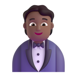 man in tuxedo: medium-dark skin tone 3D