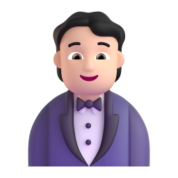 man in tuxedo: medium-light skin tone 3D