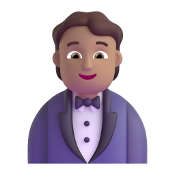 man in tuxedo: medium skin tone 3D