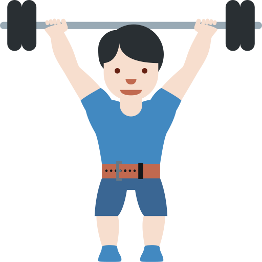man lifting weights: light skin tone