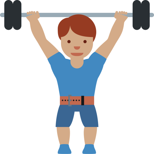 man lifting weights: medium skin tone