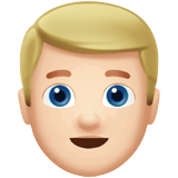 Man Light Skin Tone Blond Hair Apple Emoji